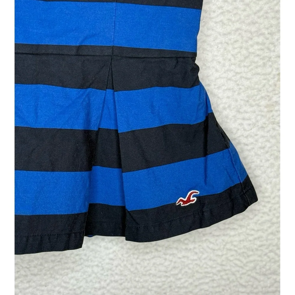 Hollister Blue Striped Strapless Peplum Tube Top Smocked Back Women's S Y2K EUC